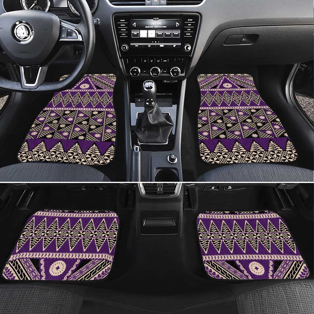 Vintage Bula Fiji Car Mats Purple Tapa Masi Motif