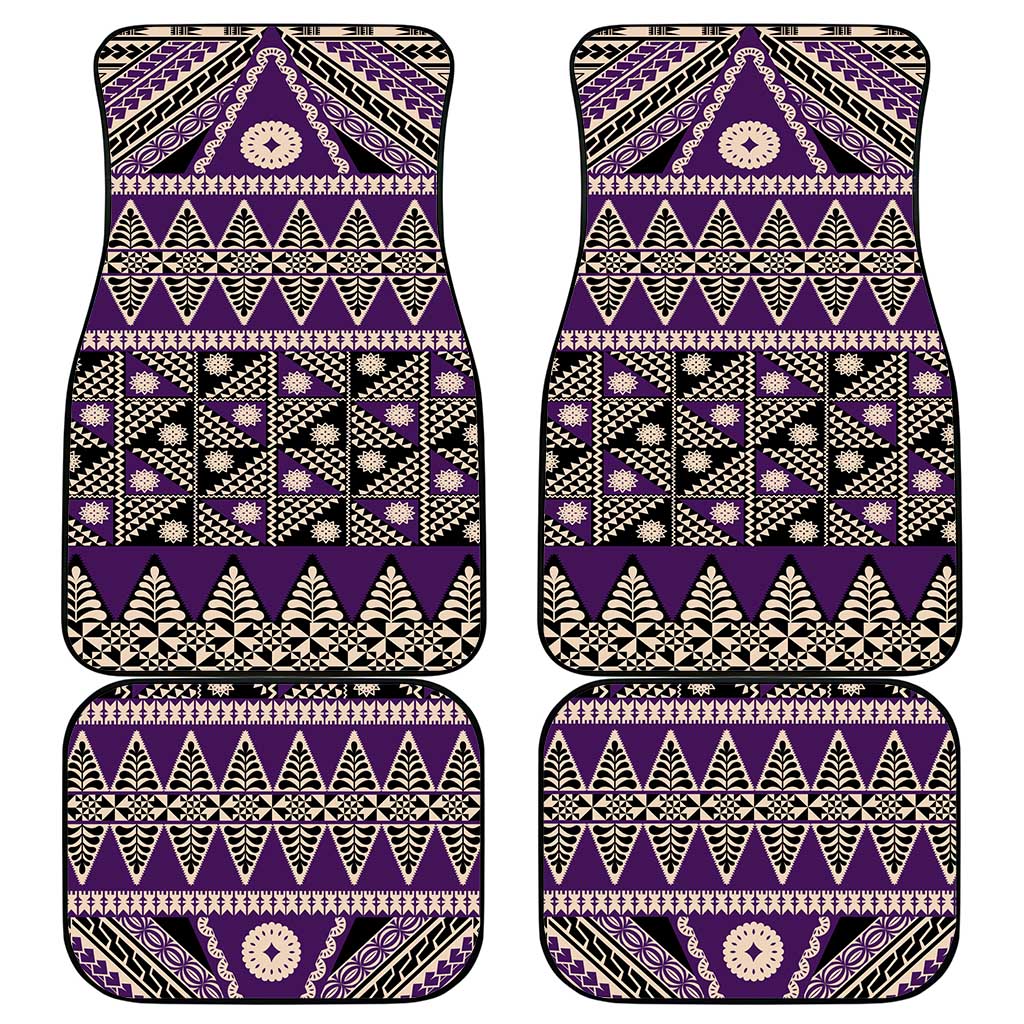 Vintage Bula Fiji Car Mats Purple Tapa Masi Motif
