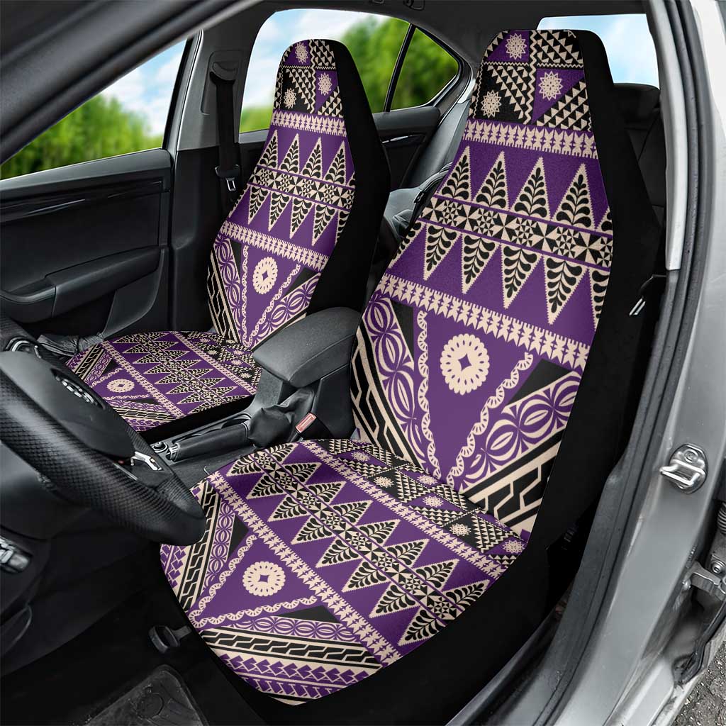 Vintage Bula Fiji Car Seat Cover Purple Tapa Masi Motif