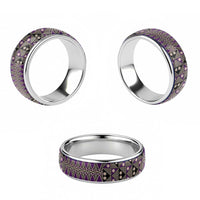 Vintage Bula Fiji Classic Ring Purple Tapa Masi Motif - Polynesian Pride