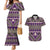 Vintage Bula Fiji Couples Matching Mermaid Dress and Hawaiian Shirt Purple Tapa Masi Motif
