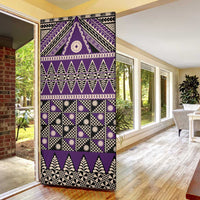 Vintage Bula Fiji Door Cover Purple Tapa Masi Motif - Polynesian Pride