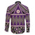 Vintage Bula Fiji Family Matching Long Sleeve Bodycon Dress and Hawaiian Shirt Purple Tapa Masi Motif