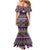 Vintage Bula Fiji Family Matching Mermaid Dress and Hawaiian Shirt Purple Tapa Masi Motif
