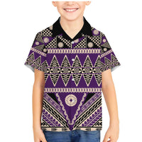 Vintage Bula Fiji Family Matching Mermaid Dress and Hawaiian Shirt Purple Tapa Masi Motif