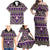 Vintage Bula Fiji Family Matching Off Shoulder Maxi Dress and Hawaiian Shirt Purple Tapa Masi Motif