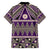 Vintage Bula Fiji Family Matching Short Sleeve Bodycon Dress and Hawaiian Shirt Purple Tapa Masi Motif