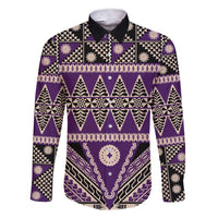 Vintage Bula Fiji Family Matching Short Sleeve Bodycon Dress and Hawaiian Shirt Purple Tapa Masi Motif