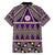 Vintage Bula Fiji Family Matching Tank Maxi Dress and Hawaiian Shirt Purple Tapa Masi Motif