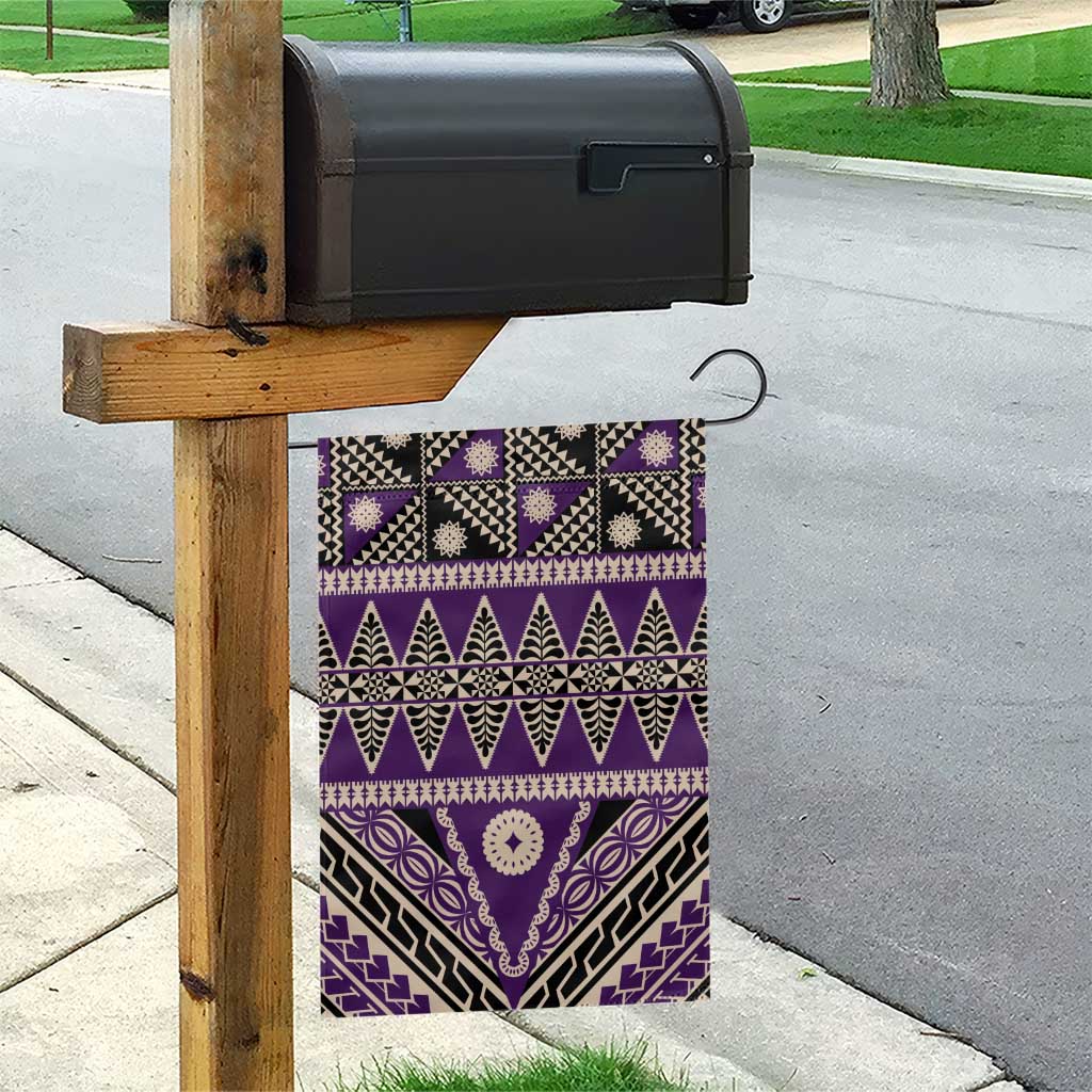 Vintage Bula Fiji Garden Flag Purple Tapa Masi Motif