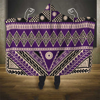 Vintage Bula Fiji Hooded Blanket Purple Tapa Masi Motif