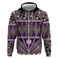 Vintage Bula Fiji Hoodie Purple Tapa Masi Motif