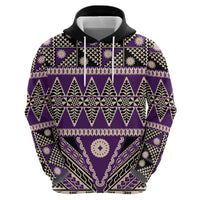 Vintage Bula Fiji Hoodie Purple Tapa Masi Motif