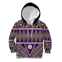 Vintage Bula Fiji Kid Hoodie Purple Tapa Masi Motif