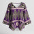Vintage Bula Fiji Kimono Sleeve Blouse Purple Tapa Masi Motif - Polynesian Pride