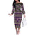 Vintage Bula Fiji Off The Shoulder Long Sleeve Dress Purple Tapa Masi Motif
