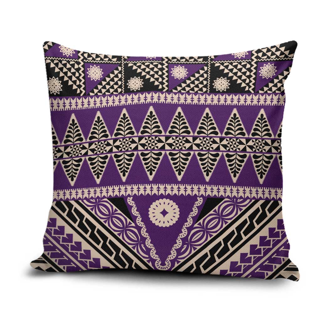 Vintage Bula Fiji Pillow Cover Purple Tapa Masi Motif - Polynesian Pride