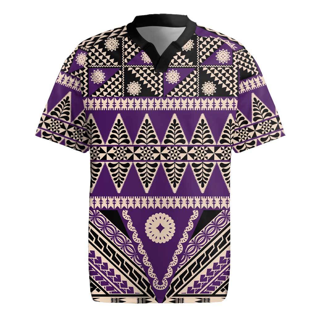 Vintage Bula Fiji Rugby Jersey Purple Tapa Masi Motif