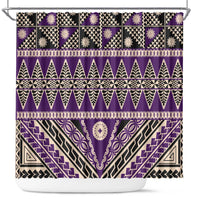 Vintage Bula Fiji Shower Curtain Purple Tapa Masi Motif