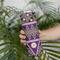 Vintage Bula Fiji Skinny Tumbler Purple Tapa Masi Motif