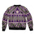 Vintage Bula Fiji Sleeve Zip Bomber Jacket Purple Tapa Masi Motif