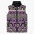 Vintage Bula Fiji Sleeveless Puffer Jacket Purple Tapa Masi Motif - Polynesian Pride