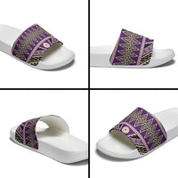 Vintage Bula Fiji Slide Sandals Purple Tapa Masi Motif - Polynesian Pride