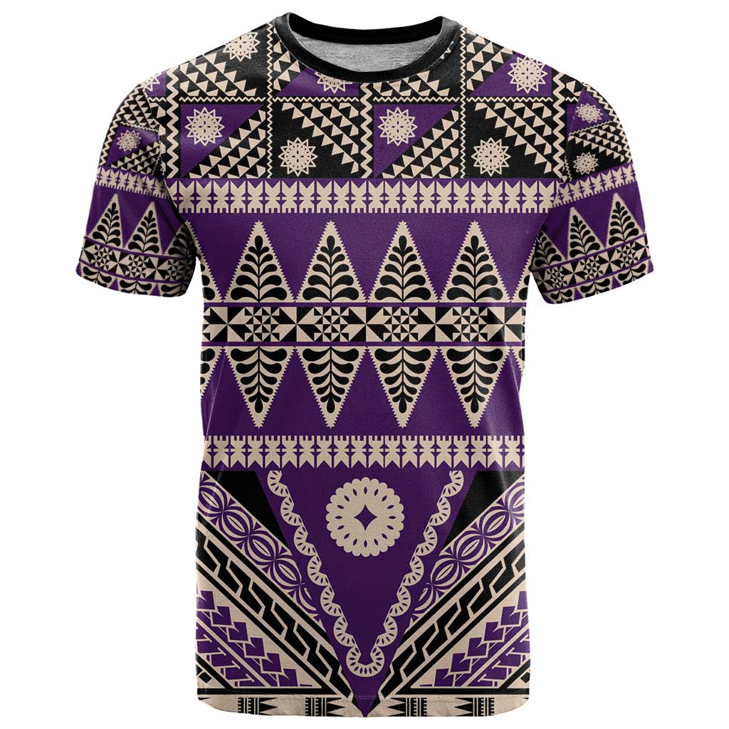 Vintage Bula Fiji T Shirt Purple Tapa Masi Motif