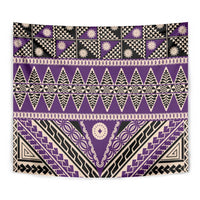 Vintage Bula Fiji Tapestry Purple Tapa Masi Motif