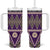Vintage Bula Fiji Tumbler With Handle Purple Tapa Masi Motif