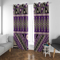 Vintage Bula Fiji Window Curtain Purple Tapa Masi Motif
