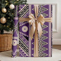 Vintage Bula Fiji Wrapping Paper Purple Tapa Masi Motif - Polynesian Pride