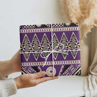 Vintage Bula Fiji Wrapping Paper Purple Tapa Masi Motif - Polynesian Pride