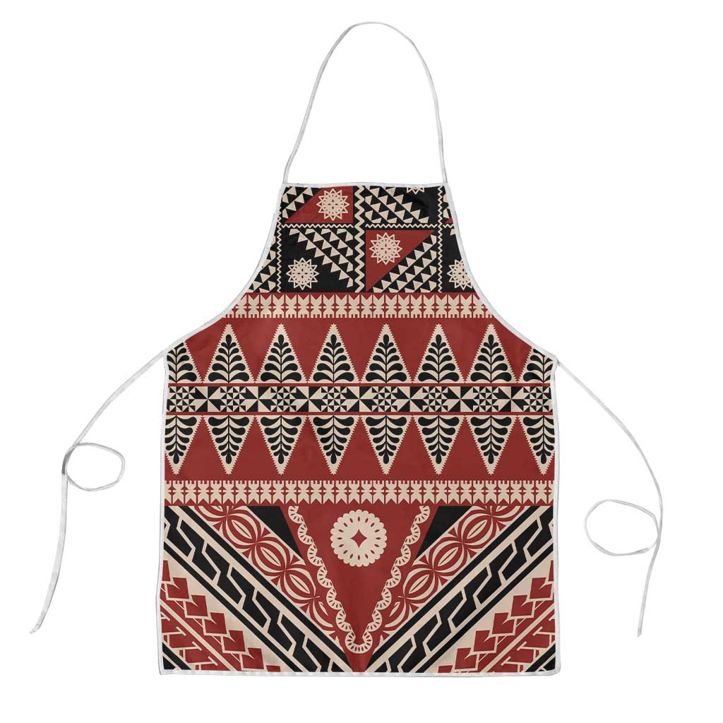 Vintage Bula Fiji Apron Red Tapa Masi Motif - Polynesian Pride