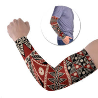Vintage Bula Fiji Arm Sleeves Red Tapa Masi Motif - Polynesian Pride