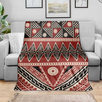 Vintage Bula Fiji Blanket Red Tapa Masi Motif