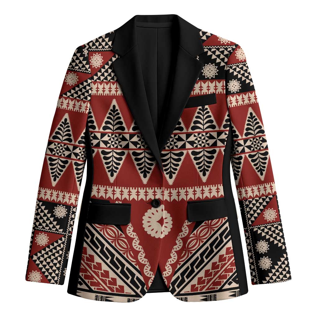 Vintage Bula Fiji Blazer Red Tapa Masi Motif - Polynesian Pride