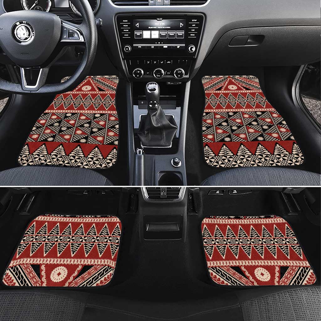 Vintage Bula Fiji Car Mats Red Tapa Masi Motif