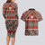 Vintage Bula Fiji Couples Matching Long Sleeve Bodycon Dress and Hawaiian Shirt Red Tapa Masi Motif
