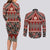 Vintage Bula Fiji Couples Matching Long Sleeve Bodycon Dress and Long Sleeve Button Shirt Red Tapa Masi Motif