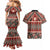 Vintage Bula Fiji Couples Matching Mermaid Dress and Hawaiian Shirt Red Tapa Masi Motif