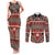 Vintage Bula Fiji Couples Matching Tank Maxi Dress and Long Sleeve Button Shirt Red Tapa Masi Motif