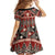 Vintage Bula Fiji Family Matching Off The Shoulder Long Sleeve Dress and Hawaiian Shirt Red Tapa Masi Motif