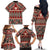 Vintage Bula Fiji Family Matching Off The Shoulder Long Sleeve Dress and Hawaiian Shirt Red Tapa Masi Motif