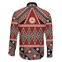 Vintage Bula Fiji Family Matching Off Shoulder Short Dress and Hawaiian Shirt Red Tapa Masi Motif