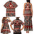 Vintage Bula Fiji Family Matching Tank Maxi Dress and Hawaiian Shirt Red Tapa Masi Motif
