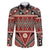 Vintage Bula Fiji Family Matching Tank Maxi Dress and Hawaiian Shirt Red Tapa Masi Motif
