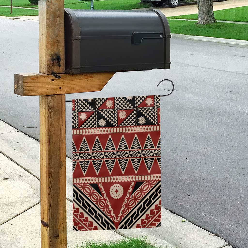 Vintage Bula Fiji Garden Flag Red Tapa Masi Motif