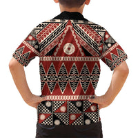 Vintage Bula Fiji Hawaiian Shirt Red Tapa Masi Motif