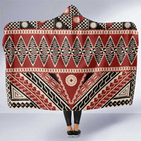 Vintage Bula Fiji Hooded Blanket Red Tapa Masi Motif